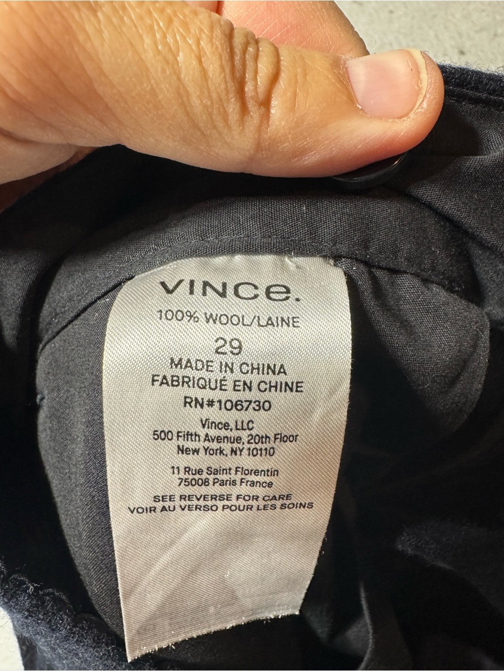 Women’s Vince 100% Wool Drawstring Pintuck Jogger Navy Size 29 - Picture 9 of 9